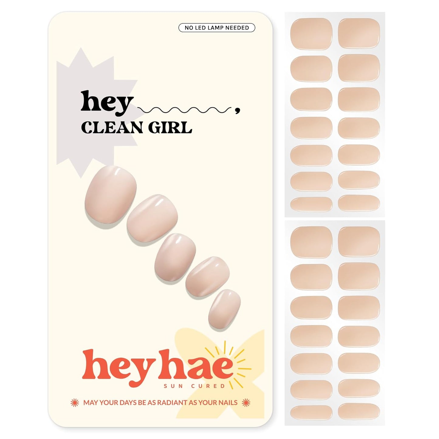 Heyhae Semi Cured Gel Nail Strips - Easy Apply Spring Nails | 28 Strips, Prep Pad, Nail File & Wooden Stick Included
