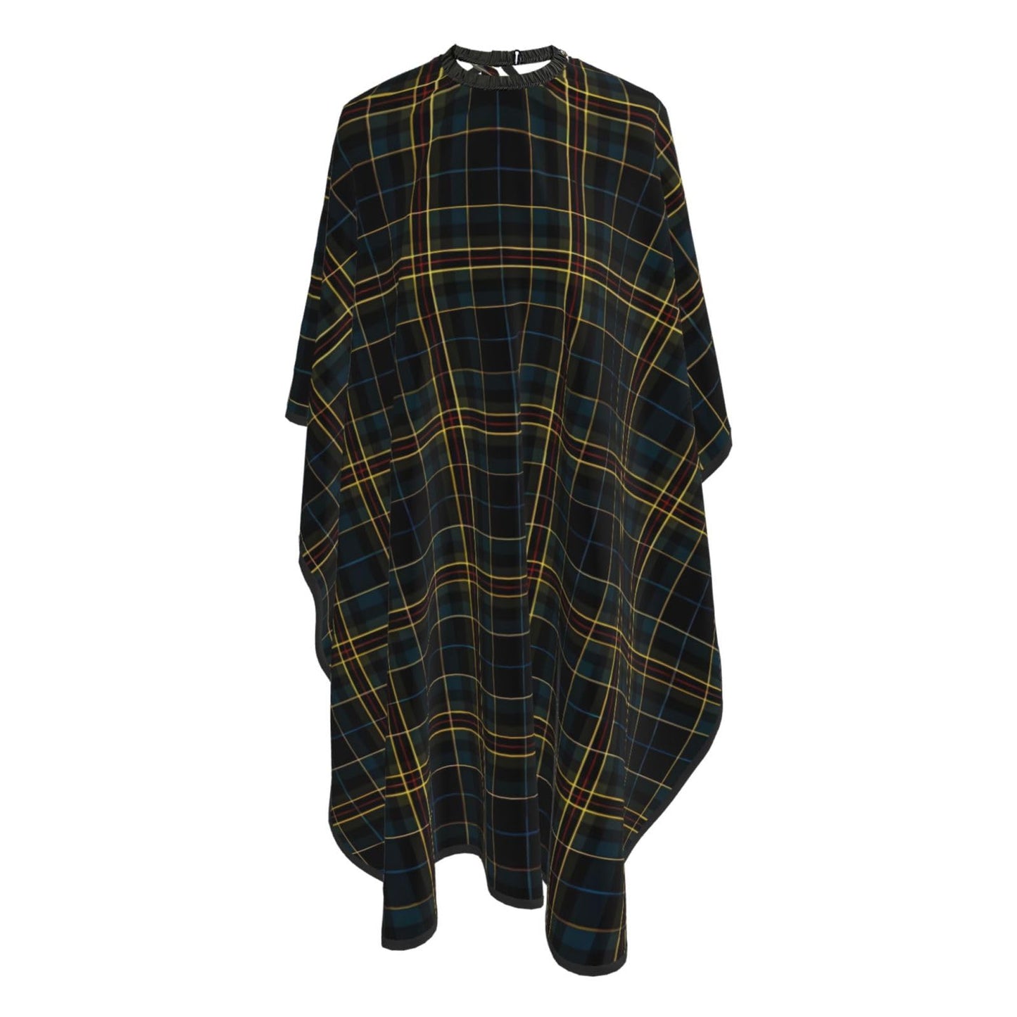 Dark Black Blue Checkered Yellow Lines Adult Professional Hair Cutting Cape Adjustable Snap Large Size 55x66 in