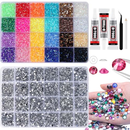 32000PCS Bedazzler Kit with 3mm Multicolor Rhinestones & Glue