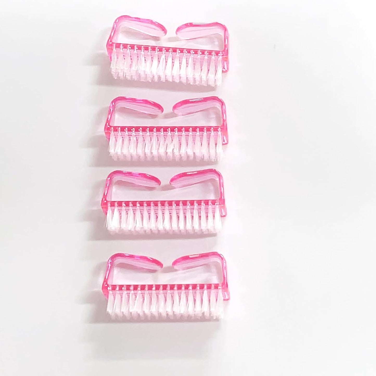 Nail Brushes Set - 4Pcs Fingernail Cleaning & Manicure Tools | Handle Grip, Pink