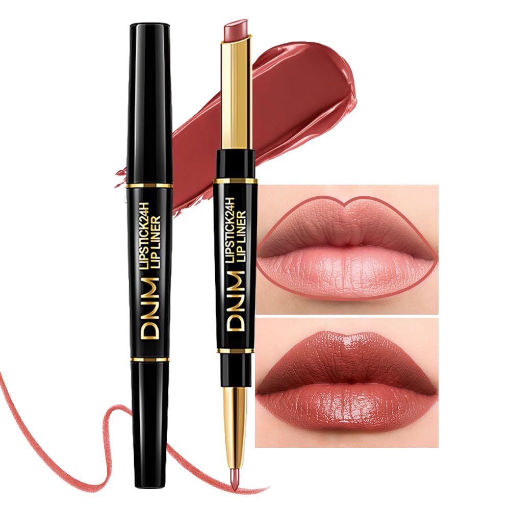 Chestnut Nude Brown Matte Lip Liner & Lipstick Set - Long Lasting, Waterproof, Smudge Proof | Antique Rose