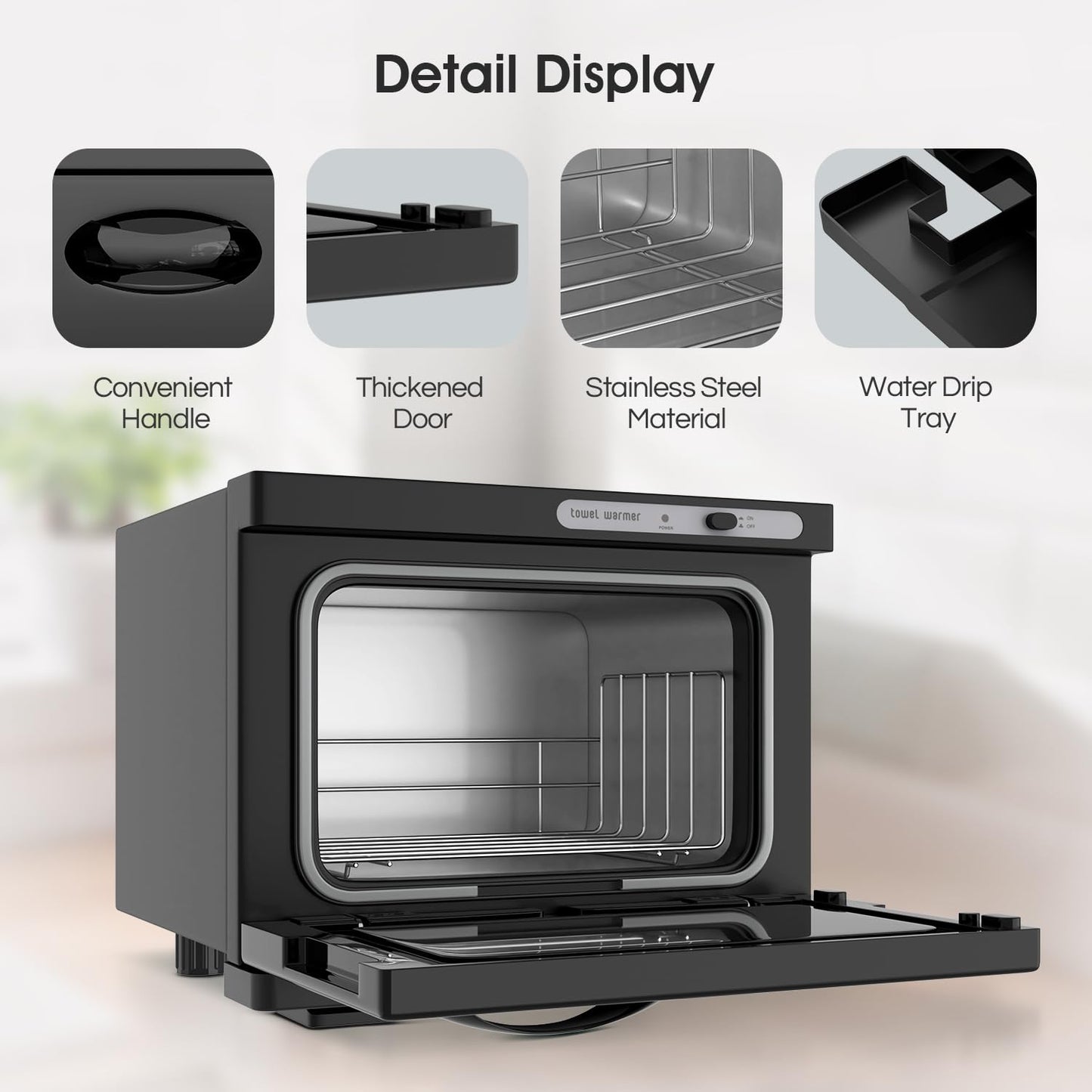 Towel Warmer Cabinet - 8L Hot Spa Towel Heater for Facial, Hair, and Salon Use | Black Finish