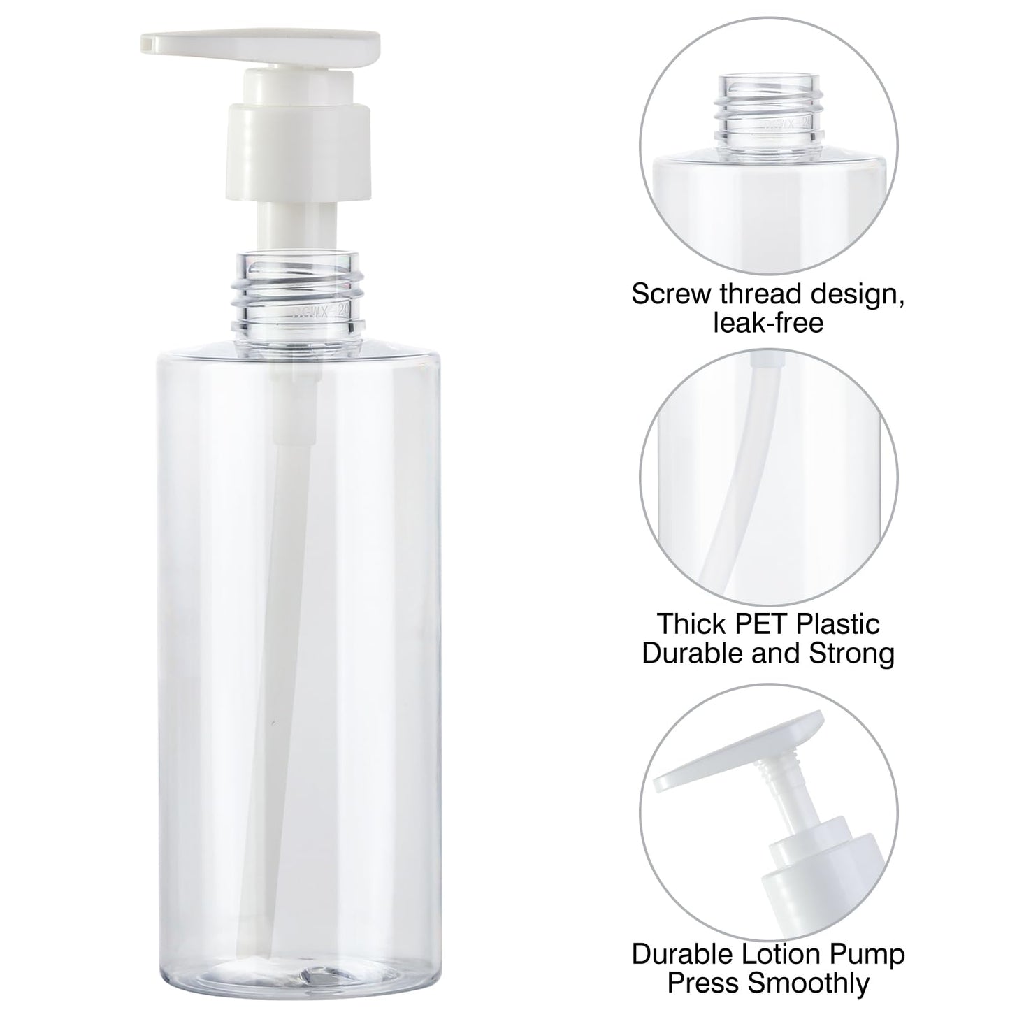 Empty Pump Bottles Dispenser 2 Pack 6.7oz Refillable Plastic Pump Bottle