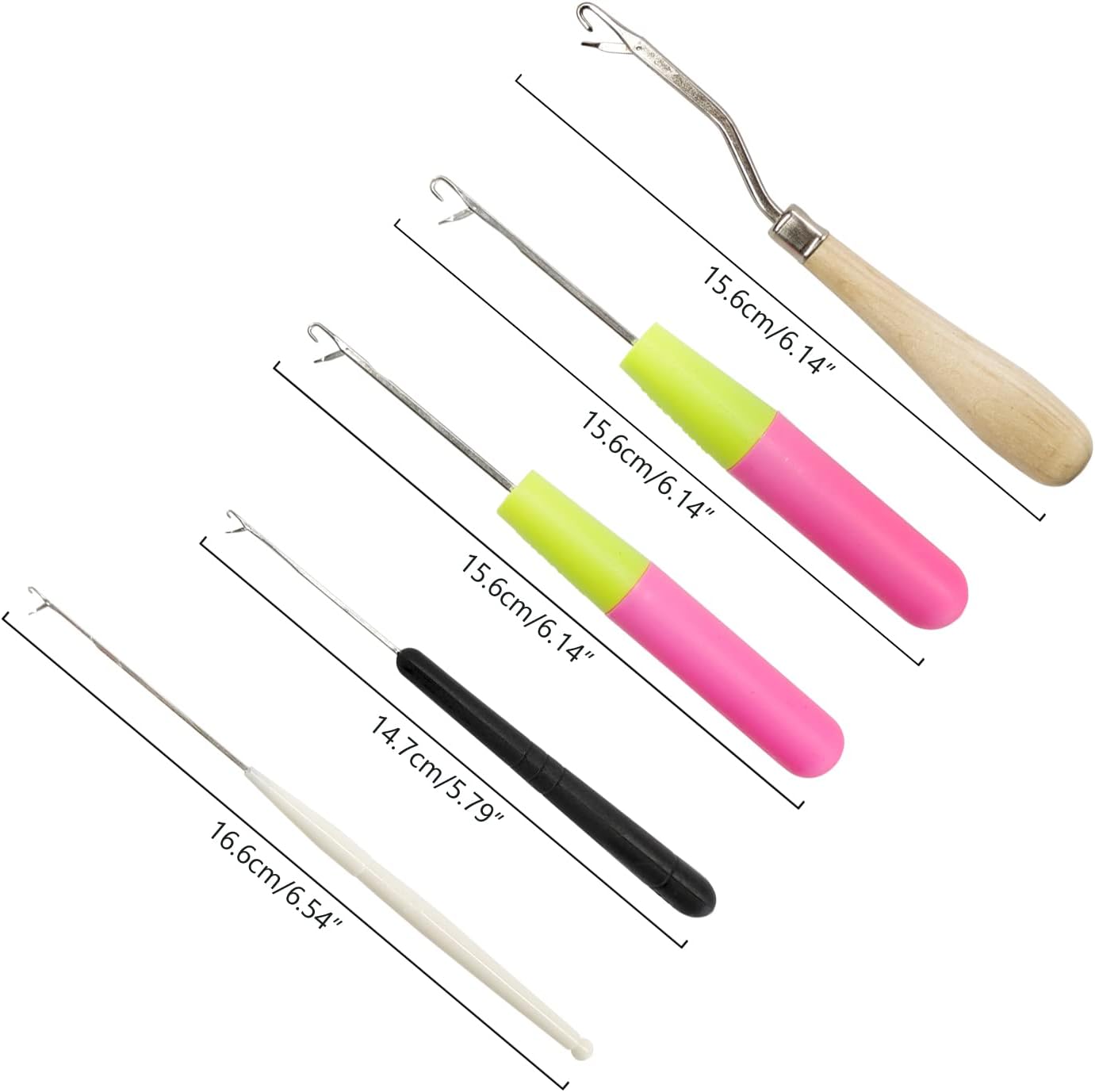Latch Hook Crochet Set - 5PCS Assorted Sizes for Hair & Crafting | Durable Needles