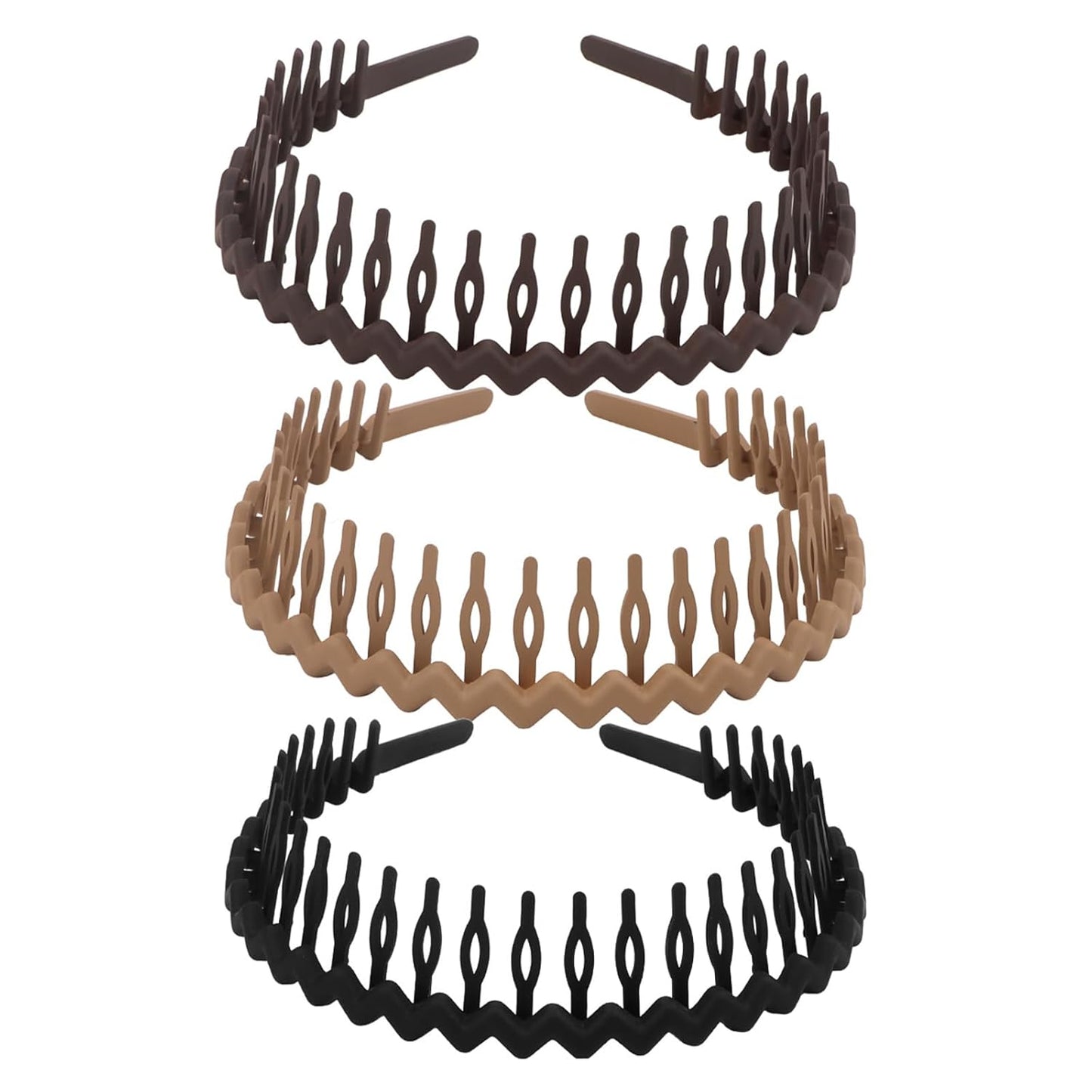 Zig Zag Headbands - Wavy Non-Slip Hair Accessories for Women & Men | 3 Pcs Set