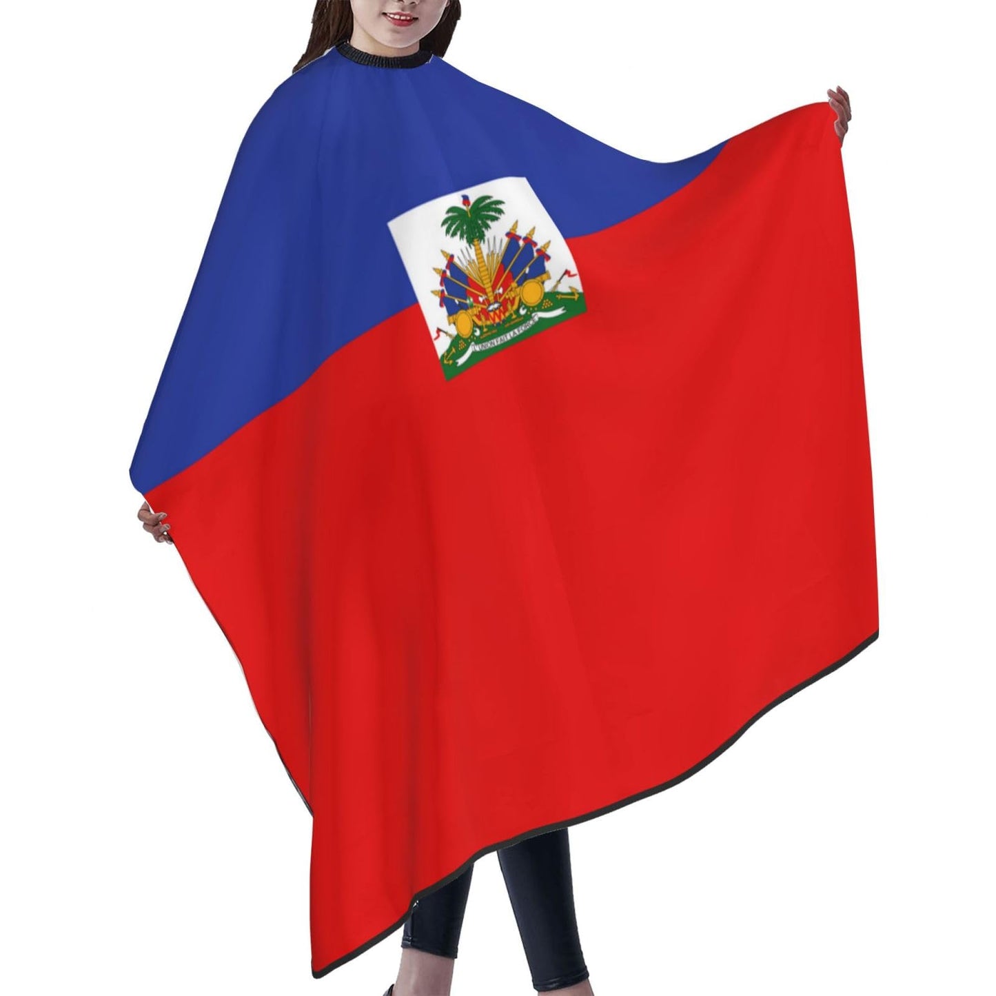 Haiti Flag Hair Cutting Barber Cape Hair Salon and Dyeing Styling Cloth for Women/Men