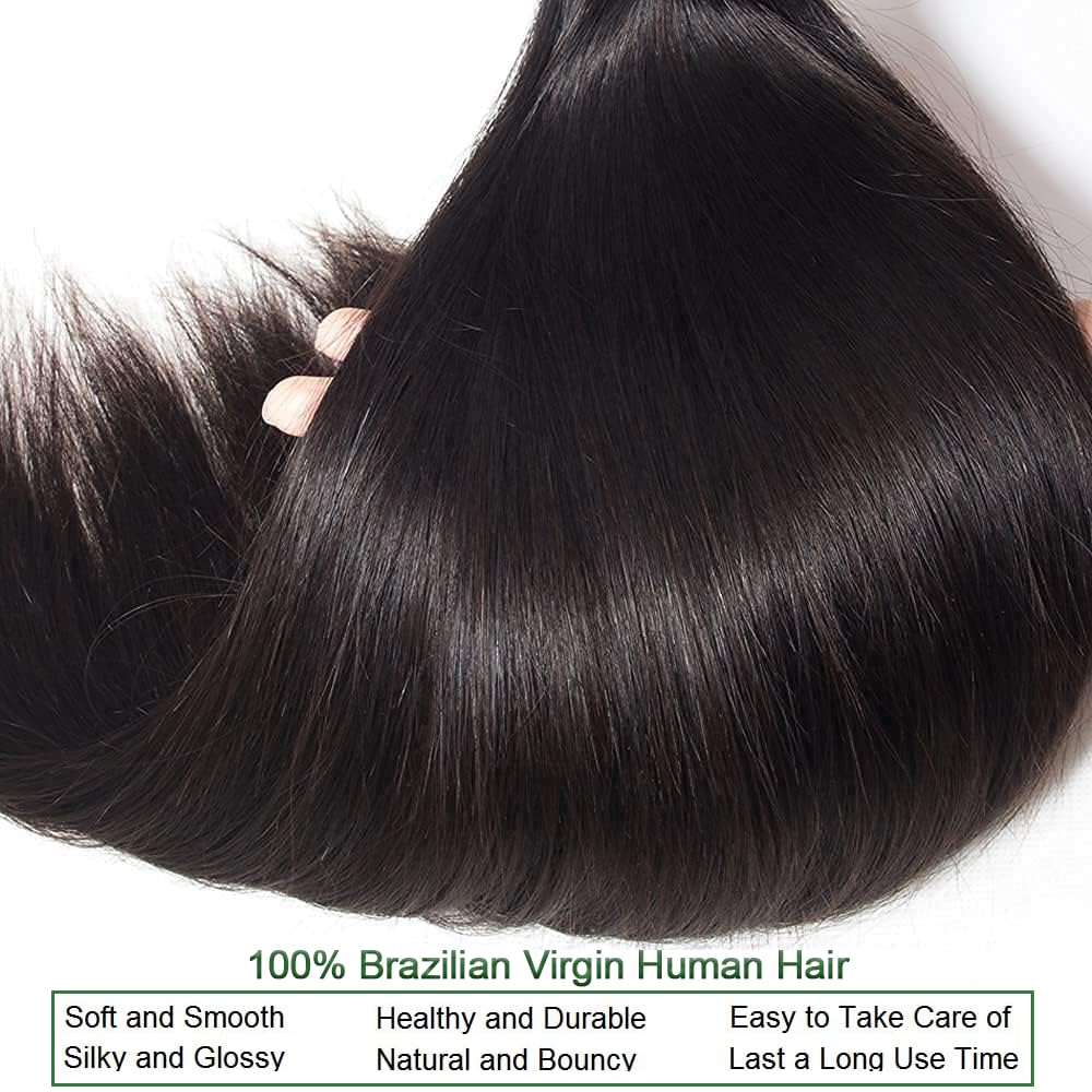 Straight Hair Bundles - 100% Unprocessed Virgin Human Hair | 20-26 Inch, Natural Black, 10A Quality