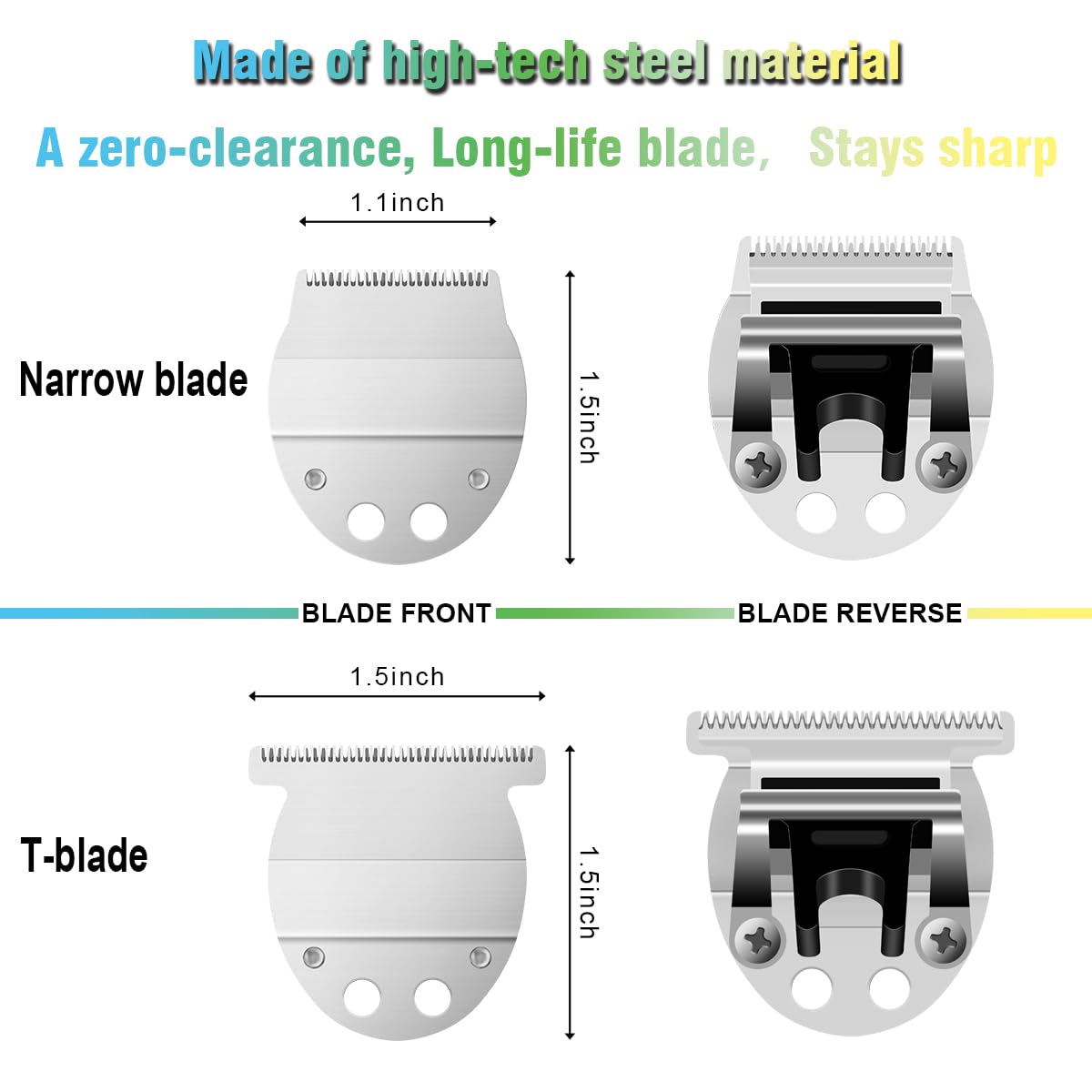 Wide T Blade & Narrow Blade Kit Compatible with oster Finisher Trimmer Model 59 and T-Finisher Trimmer Blades Replacement, (Narrow Blade+T-Blade) 2 Pack
