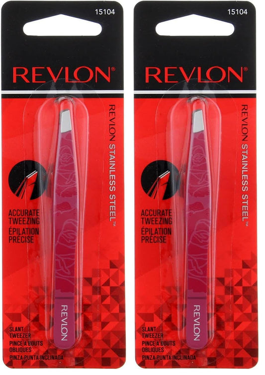 Revlon Eyebrow Hair Removal Tweezer, Designer Collection, High Precision Tweezers for Men, Women & Kids, Stainless Steel (Style/Color May Vary) (Pack of 2)