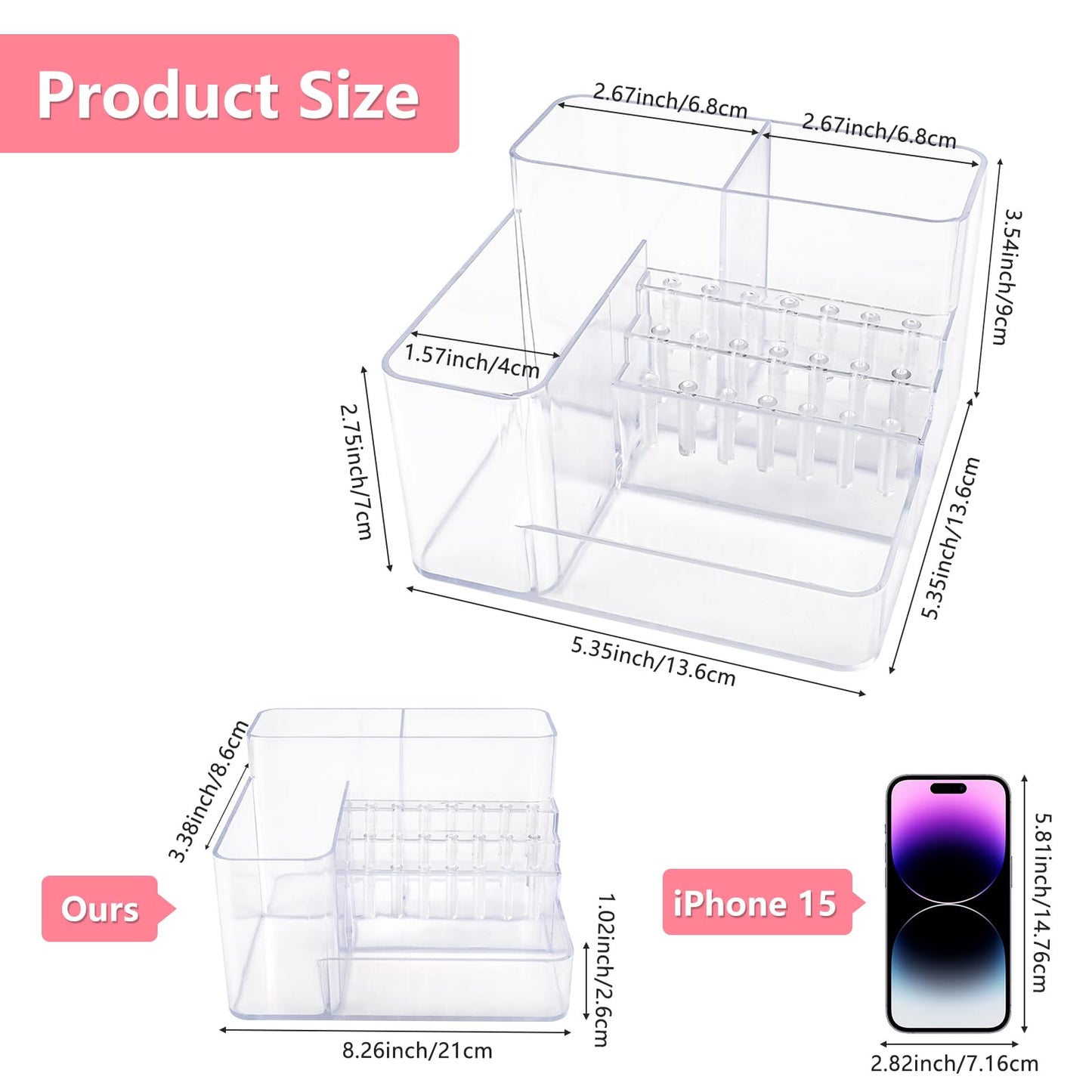 YINGJEE Nail Drill Holder, 21 Holes Nail Drill Machine & Bits Storage Box, Acrylic Nail Drill Bit Holder Professional Nail Tools Organizer, Nail Desk Organizer for Nail Tech