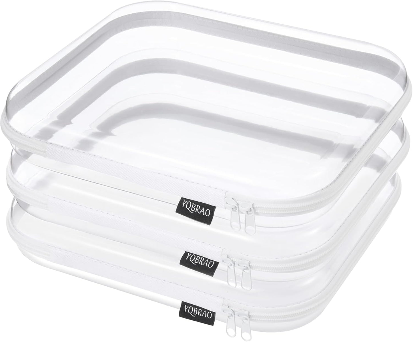 Clear Hard Shell Zipper Case Set - 6 Pack Heavy Duty Crush-Proof Diaper Bag Organizer Pouches | TSA Approved Travel Makeup & Toiletries Bags (2L, 2M, 2S)