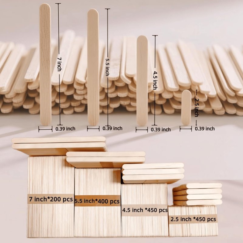 1500 Pcs Wooden Craft Sticks Set, MultiSize, Multi Purpose, Ice Cream Sticks for DIY Projects, Arts and Popsicle Sticks for Crafts