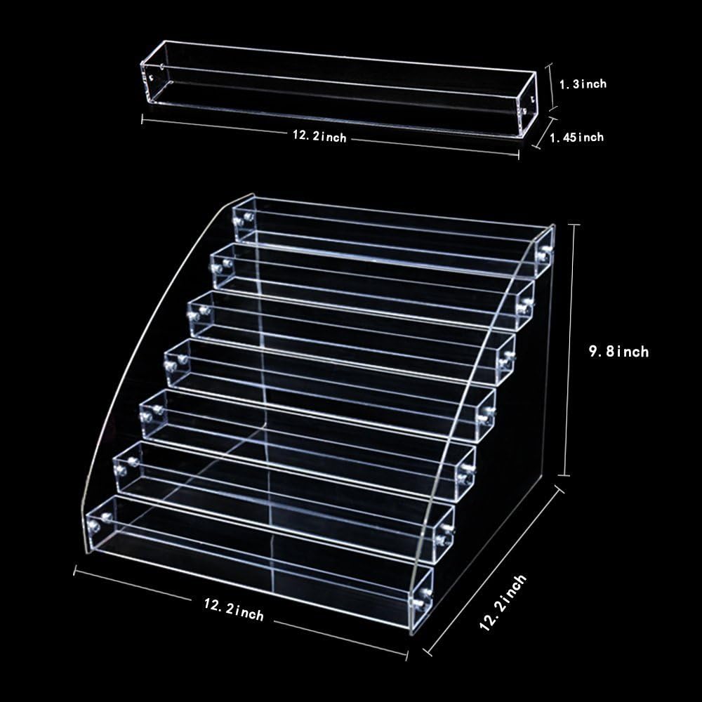 Essential Oils Nail Polish Rack - 7-Tier Acrylic Organizer for Lipstick & Dropper Bottles | Tall Display Shelf for Countertop