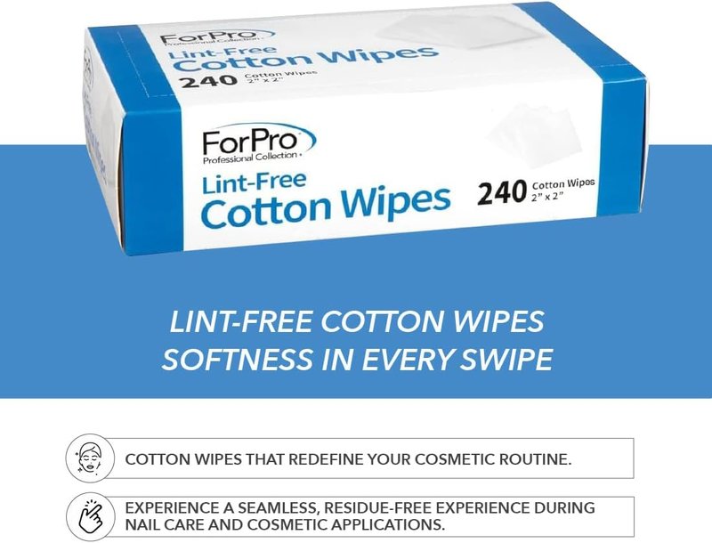 ForPro Lint-Free Cotton Wipes - 100% Pure Cotton Gauze, 2" x 2", White, 240-Count