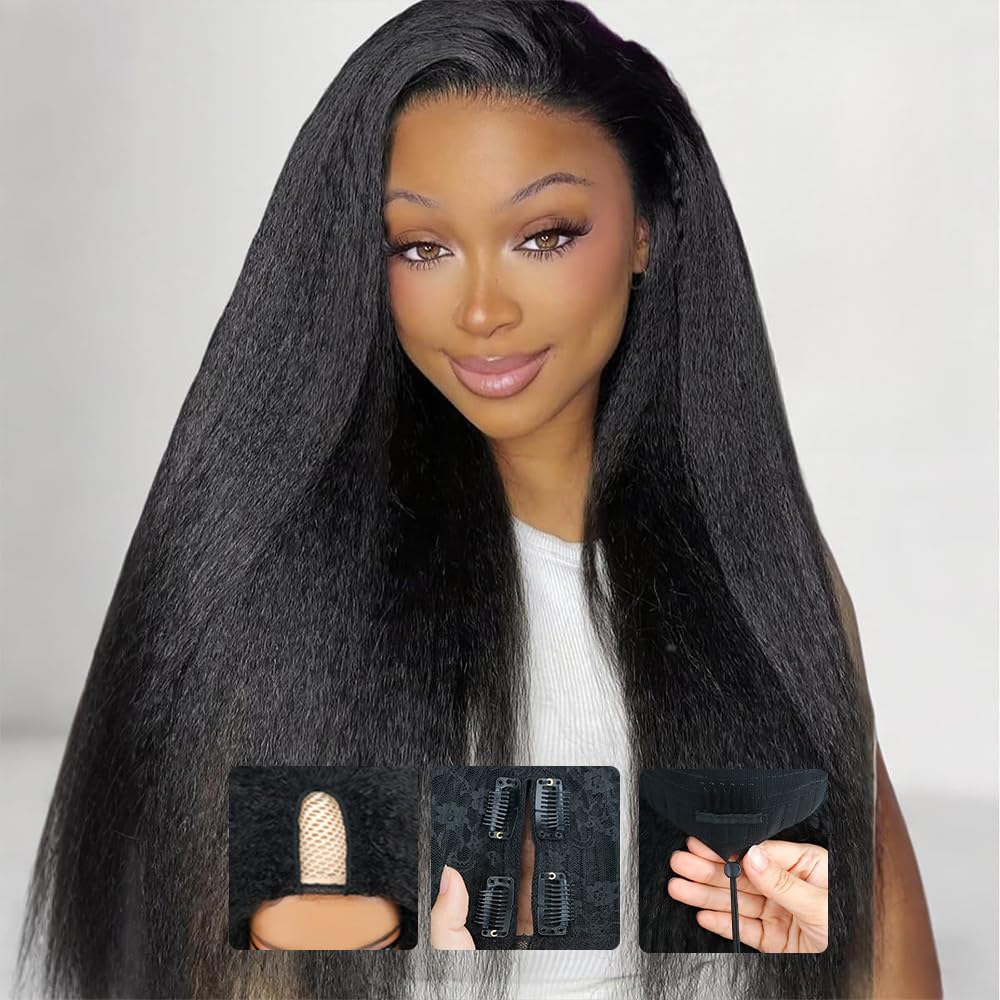 Kinky Straight U Part Wig - 20 Inch Human Hair for Black Women | Glueless, Natural Hairline, 220% Density