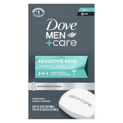 Dove Men+Care Sensitive Skin 3-in-1 Face, Body & Shave Bar Soap - 6 Count