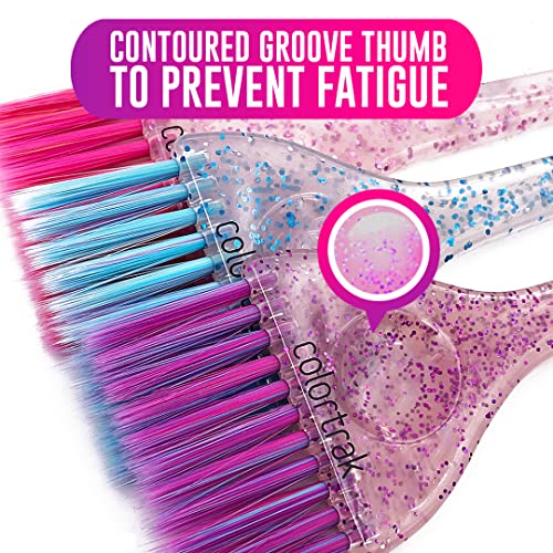 Colortrak Glitter Handle Hair Color Brush Set with 3 Bright Variants – Sassy Pink, Electric Blue, Royal Purple