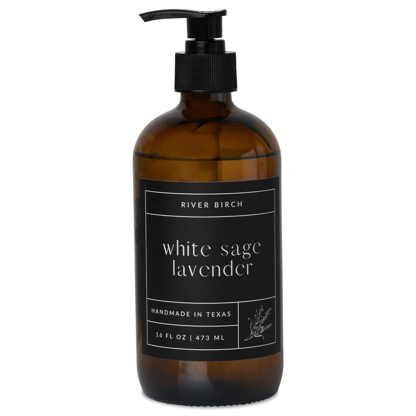 River Birch Mahogany Woods Scented Hand Soap - Moisturizing Vegan Formula | 16 Fl Oz Amber Glass Dispenser