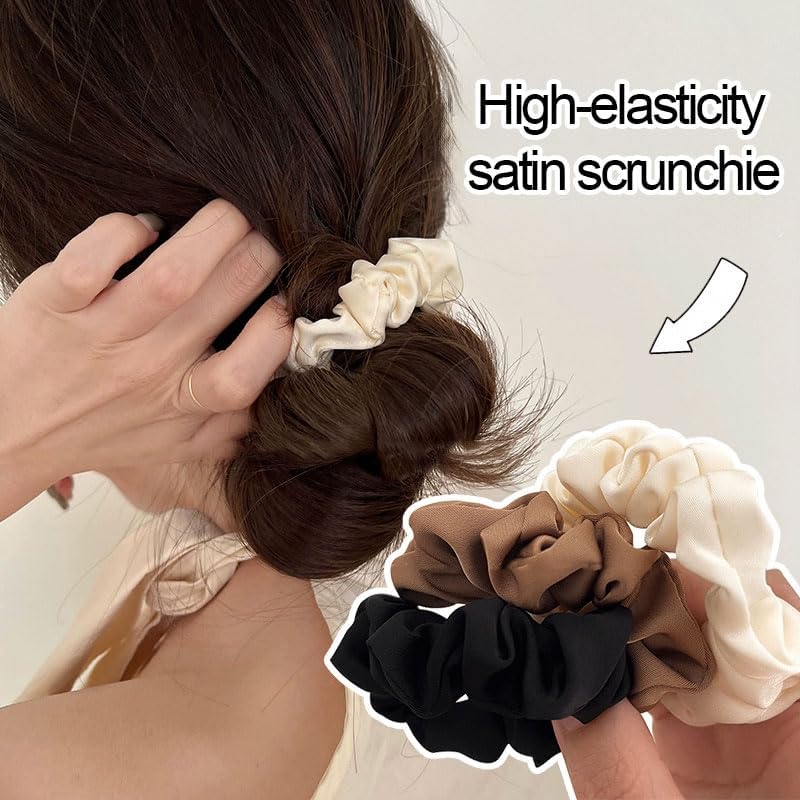 Satin Silk Scrunchies - 5 Pcs Soft Hair Ties for Women | Fashionable Ponytail Holders & Hair Accessories