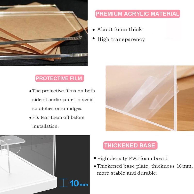 Nynelly 4 Tier Clear Acrylic Display Case Stand Assemble Countertop Showcase Dustproof Display Box for Minifigures,Funko Pop Collectibles Toys,White,12.4" L x 9.5" W x 11.6" H