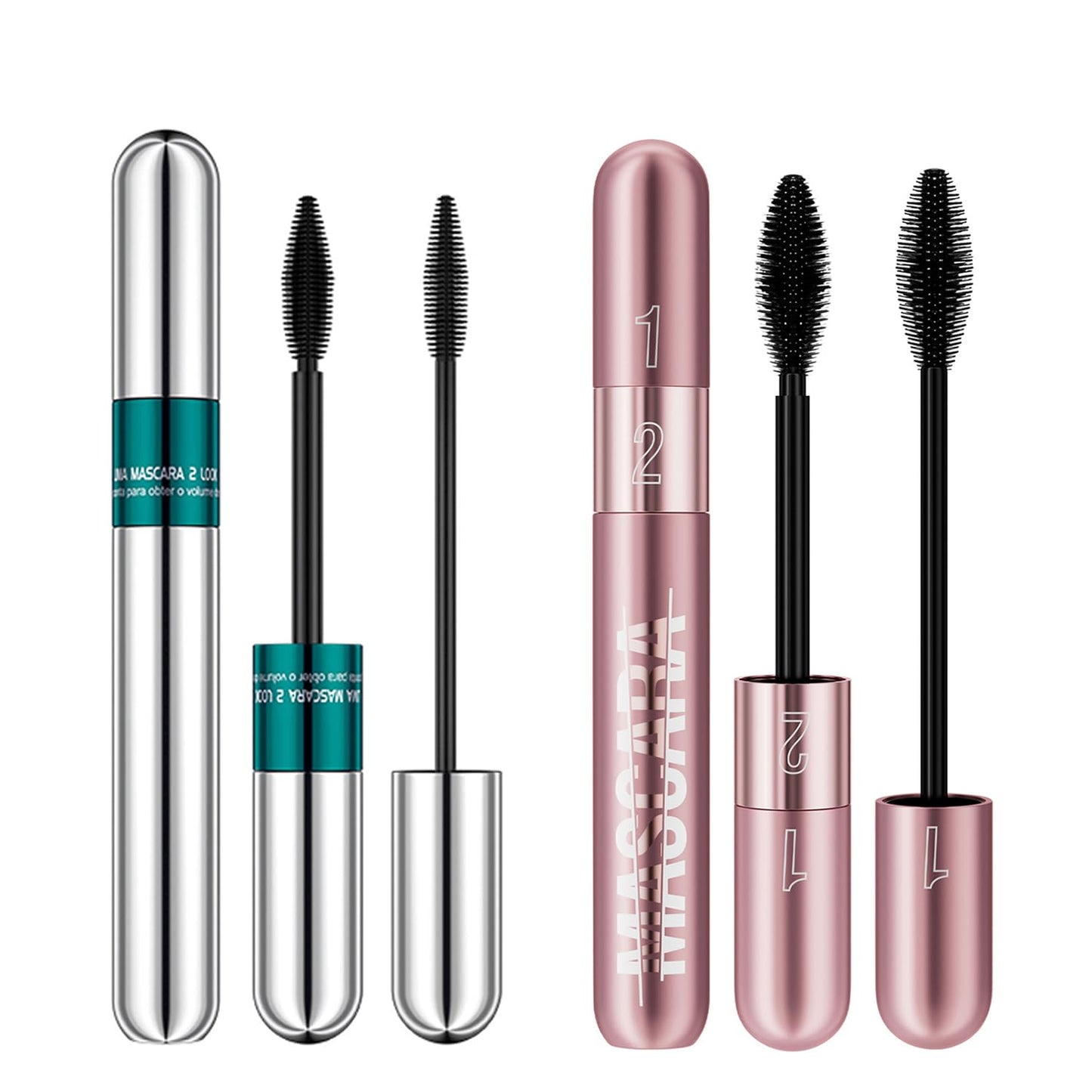Lengthening & Volumizing Tubing Mascara - 2Pcs Smudge-Proof, Clump-Free Black for Natural Thickness