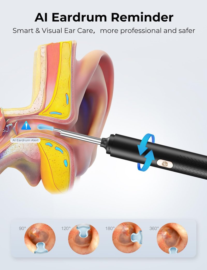 Ear Wax Removal Tool Camera - 2 in 1 Earwax Remover with Nose Hair Trimmer - Wireless Ear Cleaner with 1296P Camera - Earwax Removal Kit with Light - Ear Cleaning kit for iOS & Android, Kids,Adults