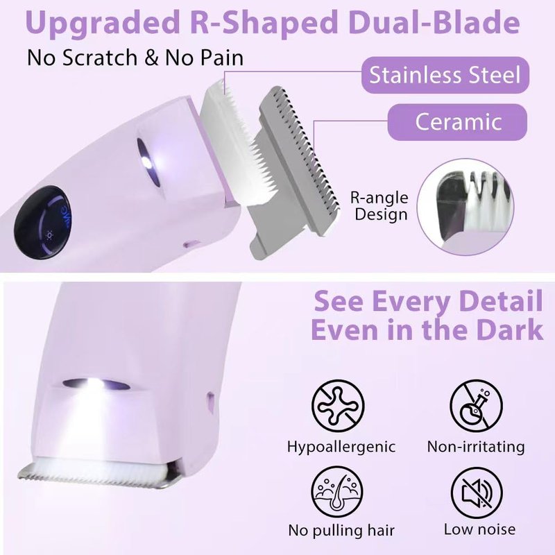2026 Upgrade 4 in 1 Bikini Trimmer for Women, Electric Razors for Women Dual Head, IPX7 Waterproof Wet & Dry Use, LED Display, Shaver for Women Private Area, for Legs, Nose, Armpits, Bikini Area