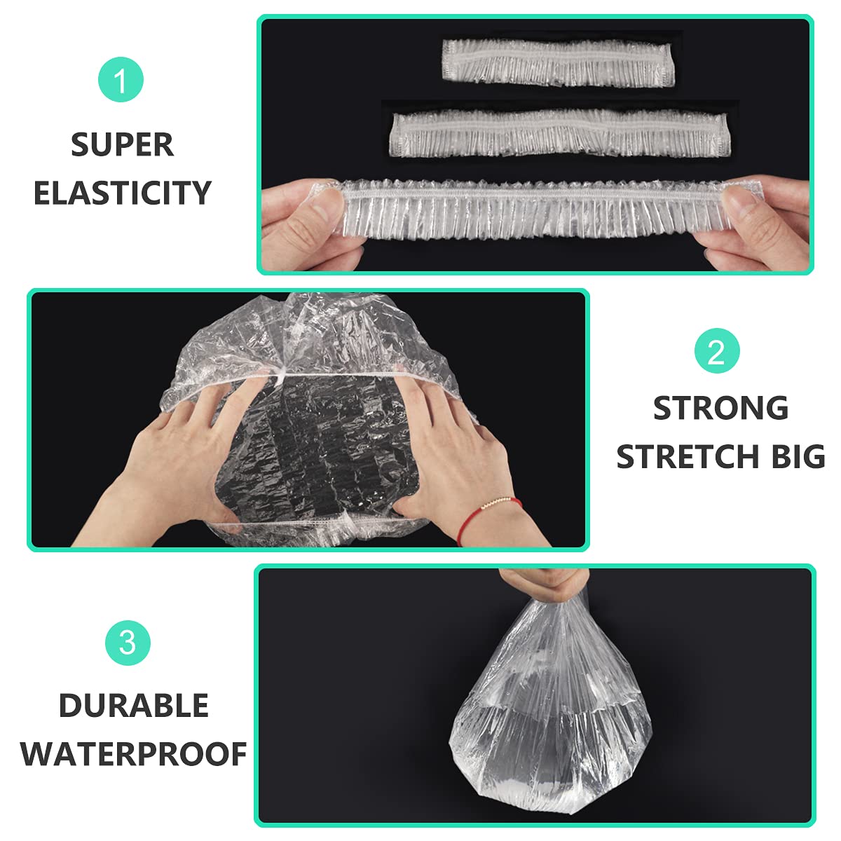Disposable Shower Caps - 100 PCS Clear Waterproof Hair Caps for Women | Travel & Hotel Essentials (20.5")