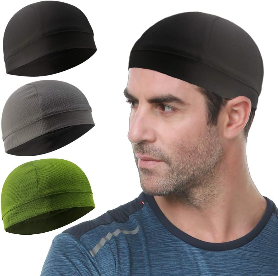 Cooling Skull Cap - 3 Pack Sweat-Wicking Helmet Liner for Cycling & Running | Unisex