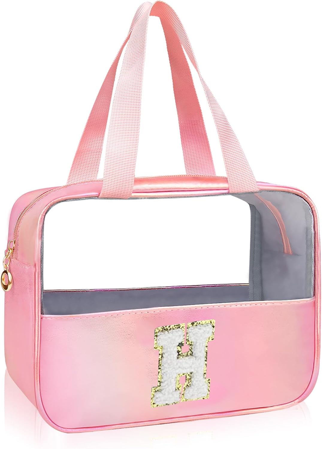 Personalized Pink Clear Makeup Bag - Large Cosmetic Organizer for Travel | Ideal Gift for Women & Girls