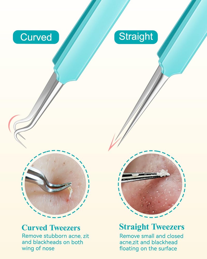 MORGLES Tweezers for Women Facial Hair, 10 in 1 Pimple Popper Tool Kit with Tweezers, Eyebrow Tweezers Kit with Eyebrow Trimmer & Scissors, Razor, Travel Bag, Grooming Beauty Set