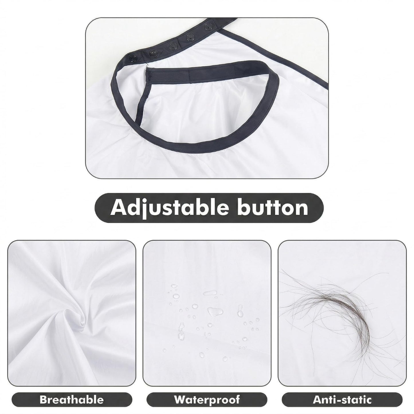 Hair Cutting Cape Set, Barber Cape with Neck Brush and Disposable Neck Paper - Waterproof Anti-Static Large Salon Hair Cape, 57" x 51" (White)