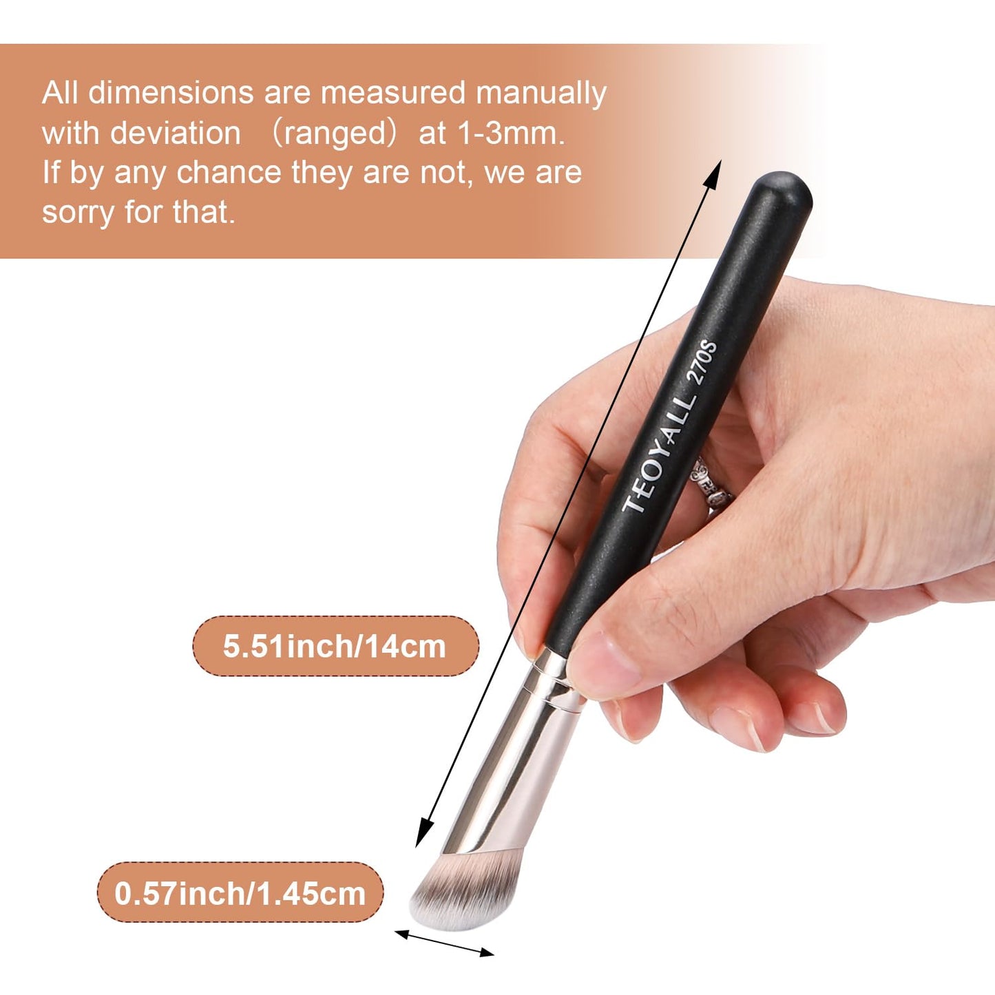 TEOYALL Under Eye Concealer Brush, Angled Contour Brush Synthetic Kabuki Brush for Concealing Blending Setting Buffing with Liquid, Cream and Powder Cosmetic (270S)