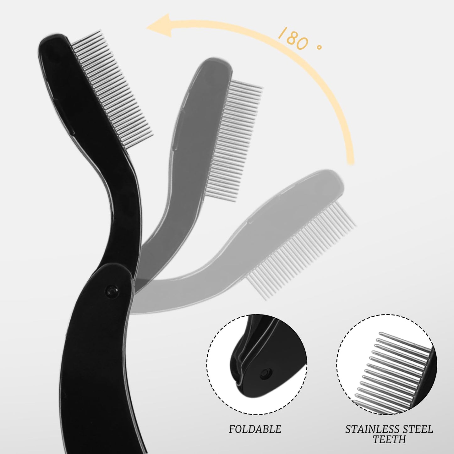 Eyelash Separator Tool, Foldable Eyelash Comb for Convenience, Black Plastic and Stainless Steel, Ideal for Daily Makeup to Remove Mascara Clumps