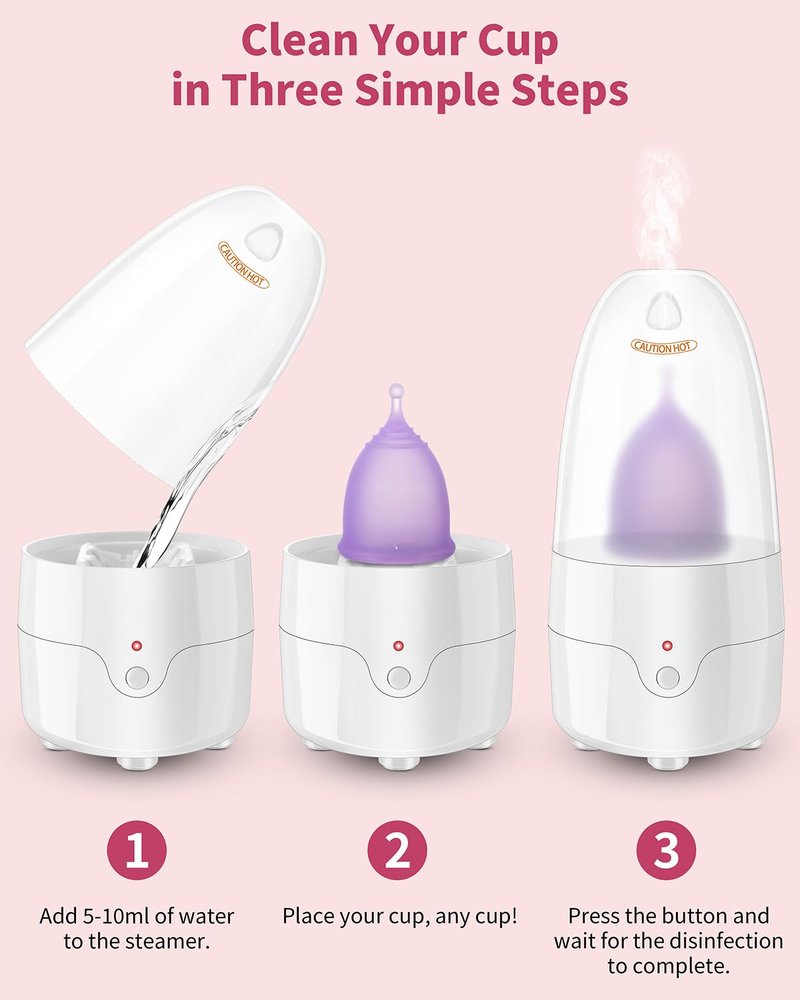 Menstrual Cup Steamer Sterilizer with 2 Reusable Menstrual Cups, Period Cups Cleaner Wash Kit