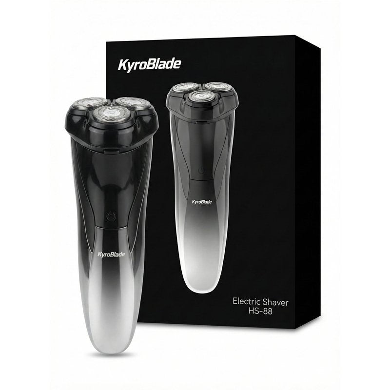 KyroBlade Electric Shaver for Men, 7100 RPM Rotary Razor with 3D Floating Heads & Pop-Up Trimmer, IPX7 Waterproof Wet & Dry, 150-Min Runtime, LED Battery Display, Travel Lock, USB-C, Black/Silver