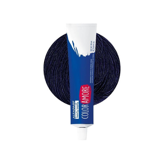 ALFAPARF MILANO Color Amore Permanent Hair Color Cream 90ml, Professional Hair Dye, Low Ammonia Formula, Long Lasting Color, Gray Coverage, Shade 1.11 Blue Black