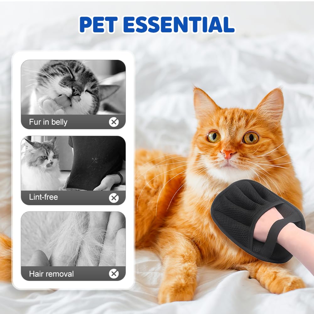 Fauppt Pet Hair Removal Glove for Dogs Cats,Upgrade Electrostatic Pet Hair Remover Removal Gloves for Couch Clothes Carpet (2 Set)