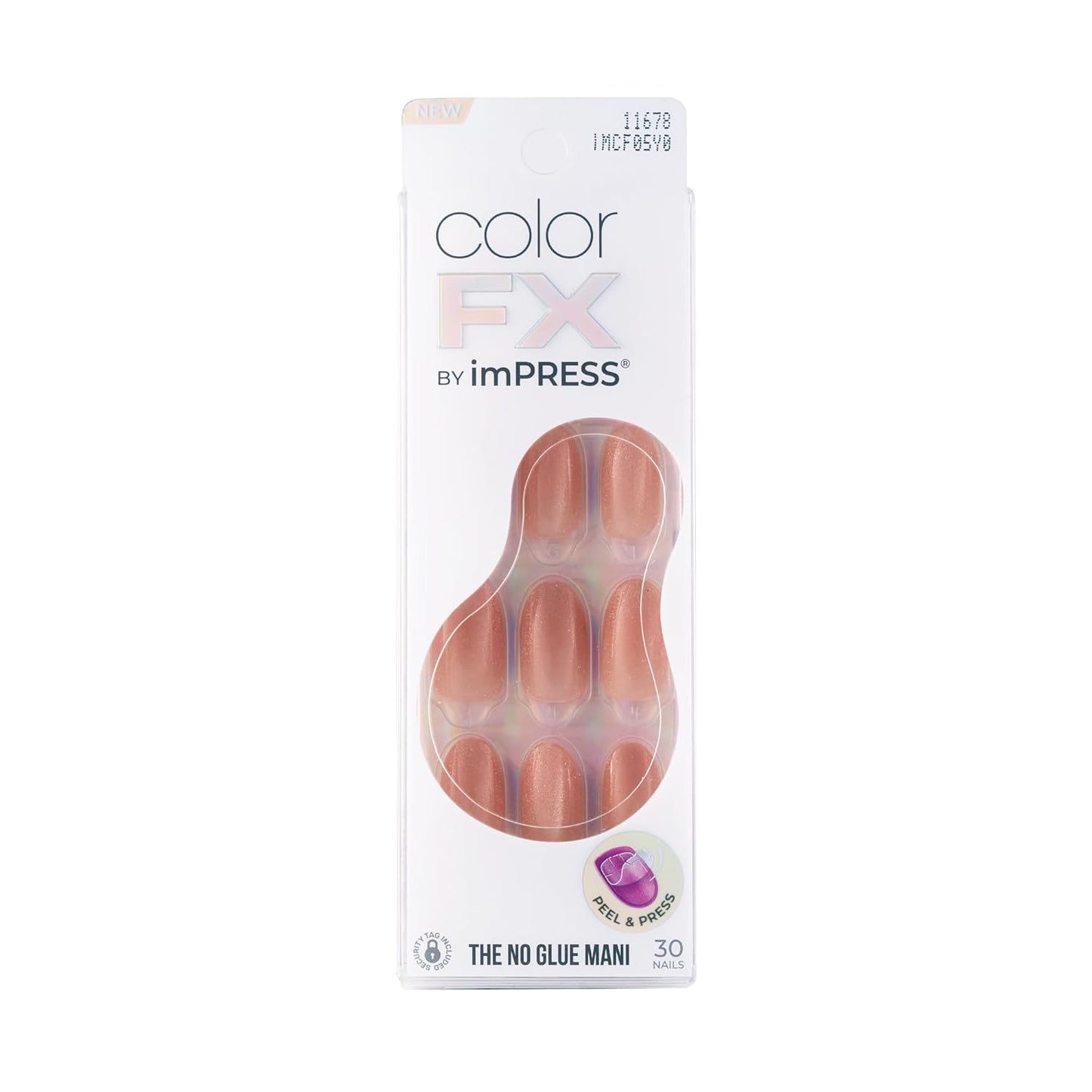 Impress Color FX No Glue Press-On Nails - 30 Pcs Metallic Chrome & Cat Eye | Medium Size, Easy Peel & Press