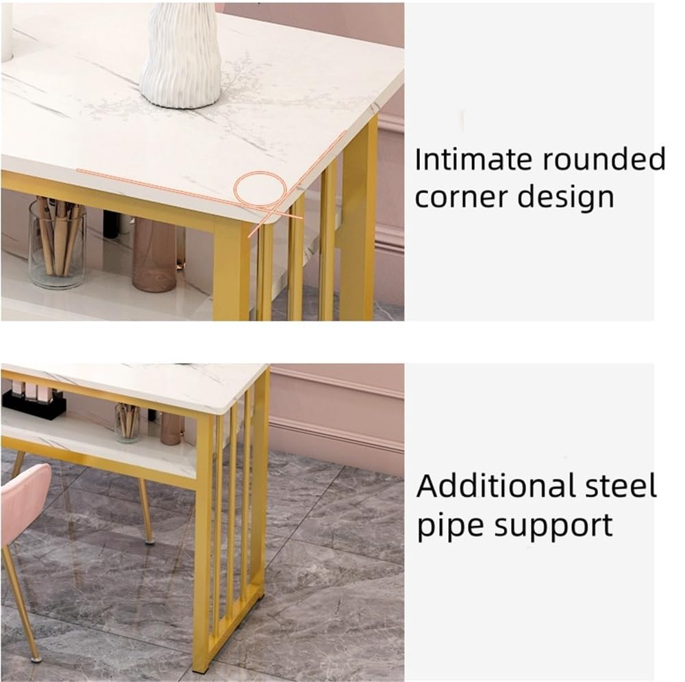 Vpswekans Professional Nail Table with Marble Texture, Double Manicure Desk for Nail Tech, Salon Decor and Beauty Supplies (31.5 * 15.7 * 30.7in)
