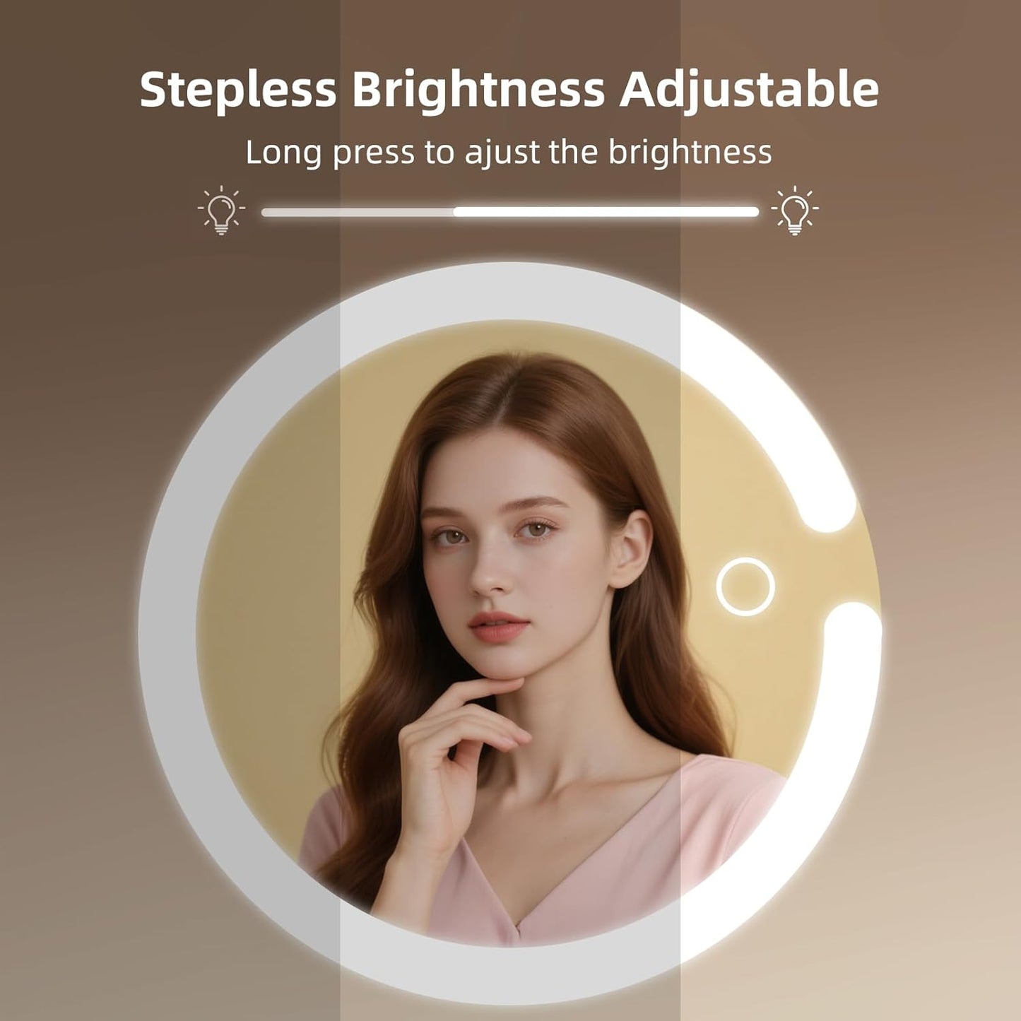Makeup Mirror with Lights - 8" Double-Sided Magnifying Vanity Mirror 1X/10X | Rechargeable, Adjustable Brightness, 3 Colors