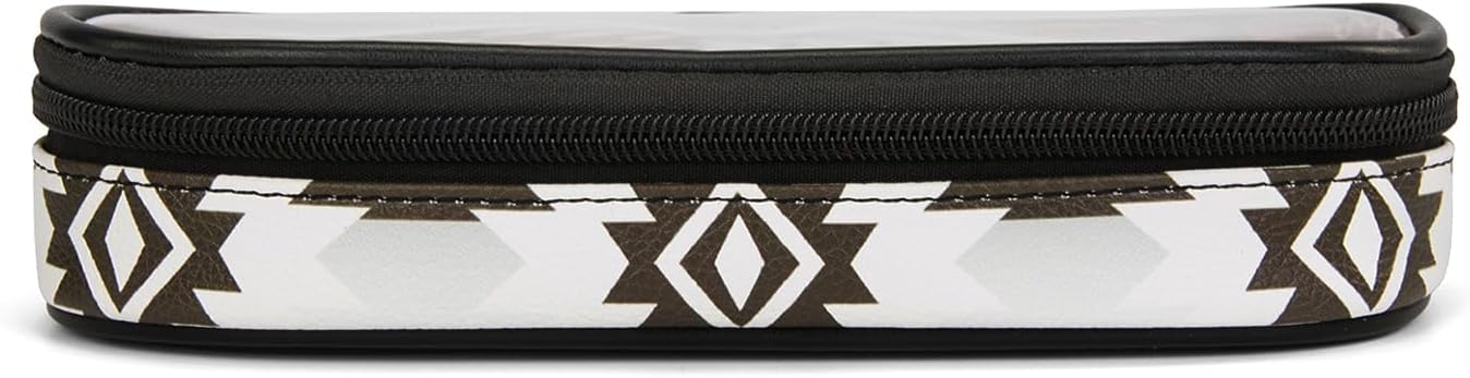 Travel Makeup Bag Set - Large Cosmetic Organizer with Brush Holder | Portable Toiletry Bag for Women - Aztec Design
