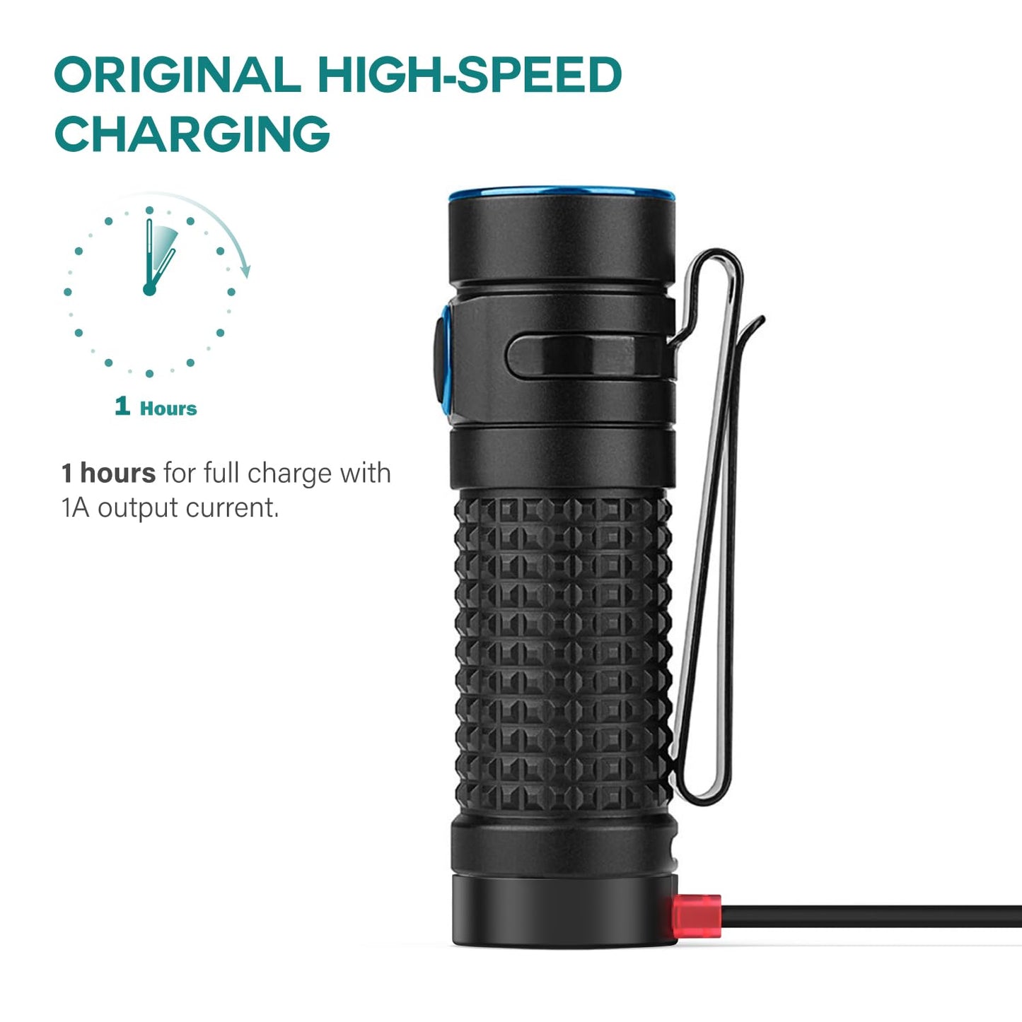 TUSITA MCC3 1A/1.5A/2A Magnetic Charger Compatible with Olight Flashlight Odin | Odin Mini | PL-Pro | Baton3 | Warrior Mini2 | Perun 2 | Seeker 3 pro | Warrior X3 3S | Baldr Pro R - 50CM