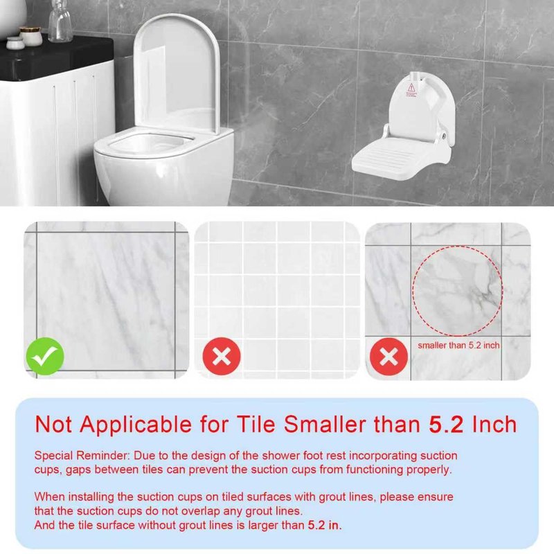 Foldable Shower Foot Rest with Suction Cup for Shaving Legs，Anti-Slip Shower Pedal with No Drilling Suction Cup for Pregnant Woman & Back Pain Sufferers- Reduce Body Strain & Bending Over