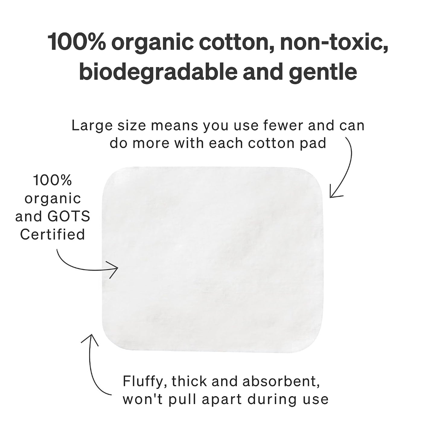 Baby Cotton Pads - Ultra Soft 100% Organic Diaper Change Pads | 360 Count, Lint-Free, Extra Large for Sensitive Skin