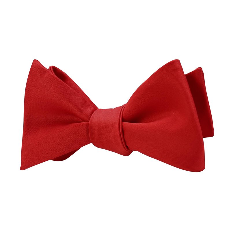 PenSee Mens Self Bow Tie Solid Red Jacquard Woven Silk Bow Ties