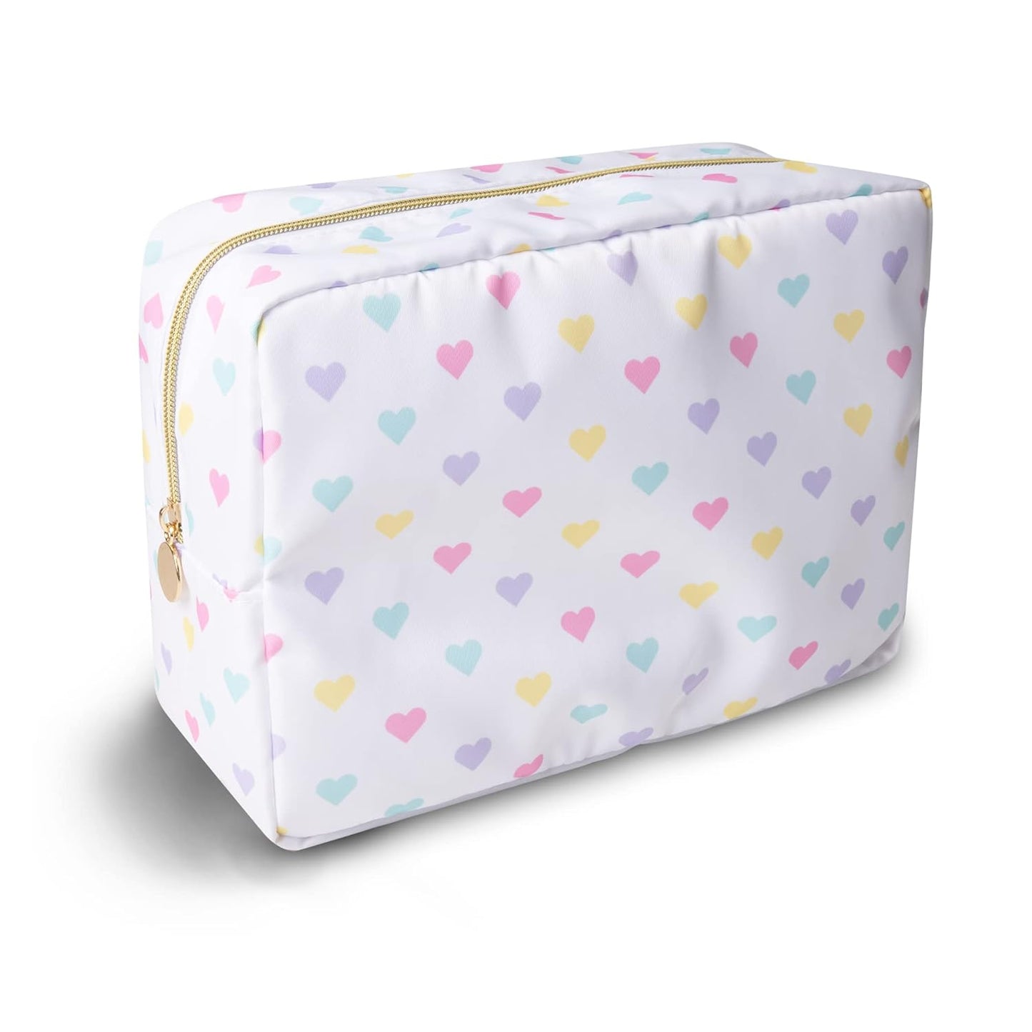 Waterproof Mini Floral Makeup Bag - Nylon Travel Pouch for Women | Cute Zipper Toiletry Organizer (Mini White-Flowers)