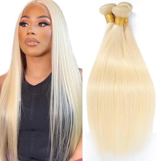 613 Bundles 24 26 28 Inch Blonde Straight Bundle Human Hair Unprocessed Virgin Hair 3 Bundles 613 Straight Soft Hair Extensions