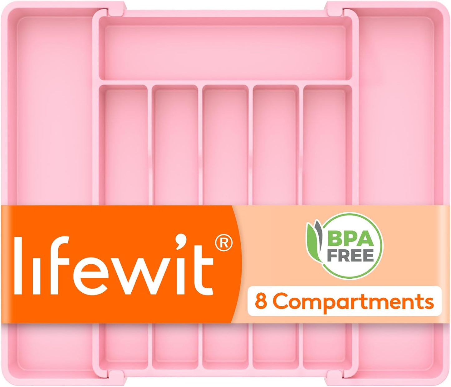 Expandable Silverware Organizer - BPA-Free Plastic Utensil Tray for Kitchen Drawer | Space-Saving Cutlery Holder, Black, 8.5-14 x 12 x 1.5 Inch