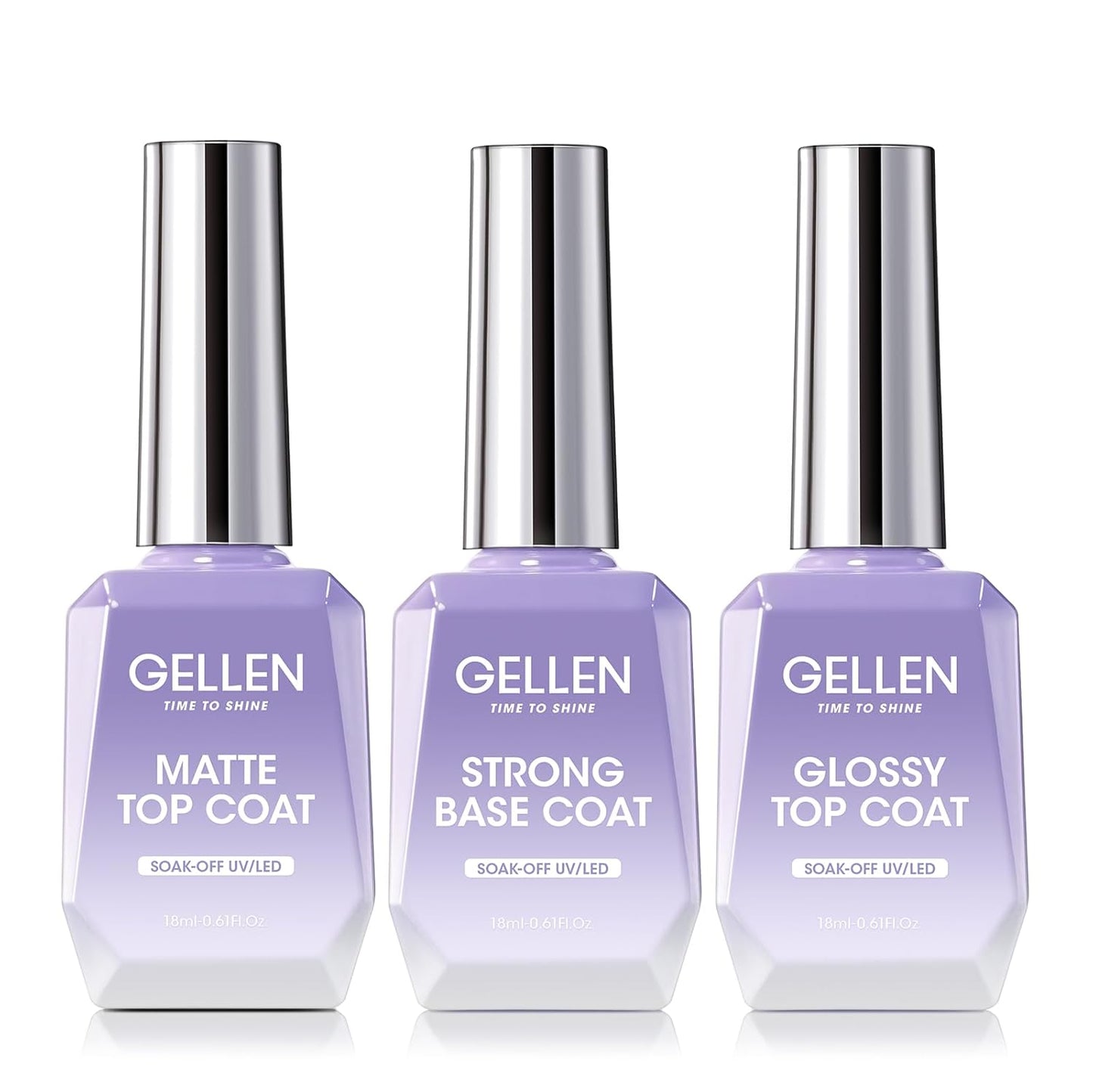 Builder Nail Gel Set - Soak Off Hard Gel with Top & Base Coat | 3 Pcs 18ml for Nail Extensions & Strengthening